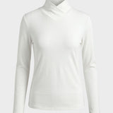 Damen Langarmshirt mit Stehkragen und V-Ausschnitt