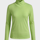 Damen Langarmshirt mit Stehkragen und V-Ausschnitt