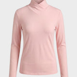 Damen Langarmshirt mit Stehkragen und V-Ausschnitt