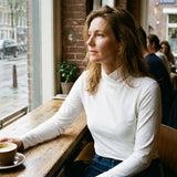 Damen Langarmshirt mit Stehkragen und V-Ausschnitt