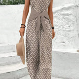 Damen Jumpsuit mit V-Ausschnitt und weitem Bein