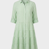 Damen Hemdblusenkleid mit Streifen und Knopfleiste