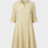 Damen Hemdblusenkleid mit Streifen und Knopfleiste