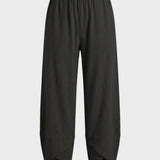 Damen Stoffhose mit Gummibund und weitem Bein