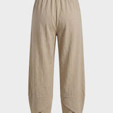 Damen Stoffhose mit Gummibund und weitem Bein