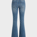 Damen Schlagjeans mit Knopfleiste und hoher Taille