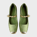 Damen Mary Jane Ballerinas mit Perlenriemen