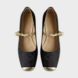 Damen Mary Jane Ballerinas mit Perlenriemen