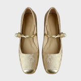 Damen Mary Jane Ballerinas mit Perlenriemen