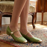 Damen Mary Jane Ballerinas mit Perlenriemen
