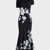 Damen Off-Shoulder Maxikleid mit Blumenprint – Figurbetont