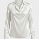 Damen Satin Bluse | Wasserfall