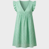 Damen Eyelet Minikleid | Babydoll