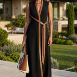 Damen Sommer Maxikleid | Gürtel