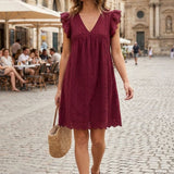 Damen Eyelet Minikleid | Babydoll