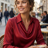 Damen Satin Bluse | Wasserfall