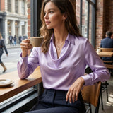 Damen Satin Bluse | Wasserfall