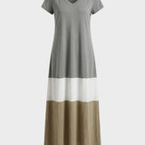 Damen Color-Block Maxikleid | Tee