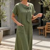Damen Loose Maxikleid | Rundhals