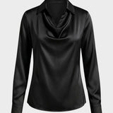 Damen Satin Bluse | Wasserfall