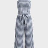 Damen Streifen Jumpsuit | Halterneck