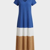 Damen Color-Block Maxikleid | Tee
