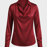 Damen Satin Bluse | Wasserfall