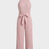 Damen Streifen Jumpsuit | Halterneck