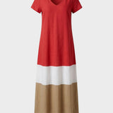 Damen Color-Block Maxikleid | Tee