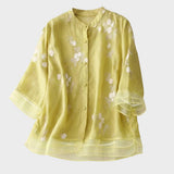 Bluse Damen mit Stehkragen und Volantärmeln