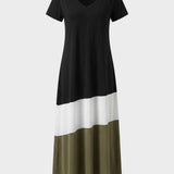 Damen Color-Block Maxikleid | Tee