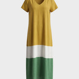Damen Color-Block Maxikleid | Tee