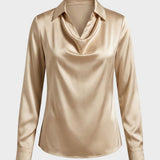 Damen Satin Bluse | Wasserfall