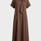 Damen Loose Maxikleid | Rundhals