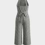 Damen Streifen Jumpsuit | Halterneck