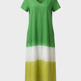 Damen Color-Block Maxikleid | Tee