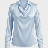 Damen Satin Bluse | Wasserfall