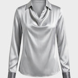 Damen Satin Bluse | Wasserfall