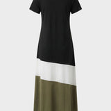 Damen Color-Block Maxikleid | Tee