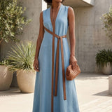 Damen Sommer Maxikleid | Gürtel