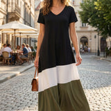 Damen Color-Block Maxikleid | Tee