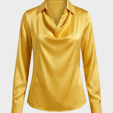Damen Satin Bluse | Wasserfall