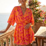 Damen Floral Minikleid | Kimono