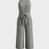 Damen Streifen Jumpsuit | Halterneck