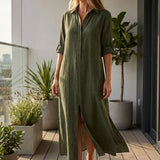 Damen Hemdblusenkleid | Maxi
