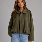 Milla – mokkapintainen oversize bomber-takki kauluksella