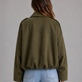 Milla – mokkapintainen oversize bomber-takki kauluksella