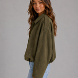 Milla – mokkapintainen oversize bomber-takki kauluksella