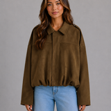 Milla – mokkapintainen oversize bomber-takki kauluksella