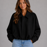 Milla – mokkapintainen oversize bomber-takki kauluksella